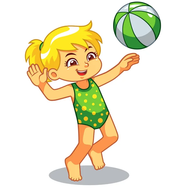 Girl Playing Beach Volley Ball — Stock Vector