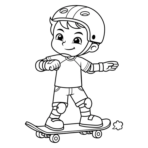Junge Übt Mit Seinem Skateboard — Stockvektor