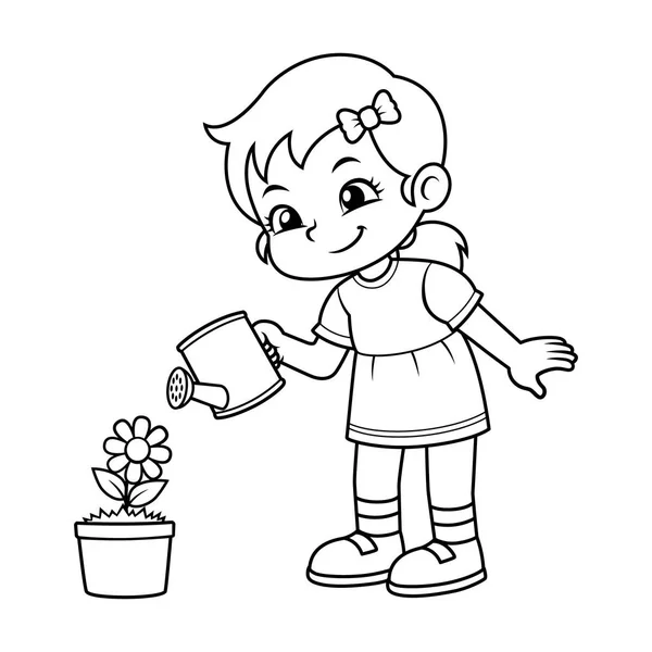 Dibujos Para Colorear De Niños Regando Flores - Impresion gratuita