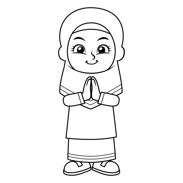 Moslem Girl Greeting Salaam — Stock Vector