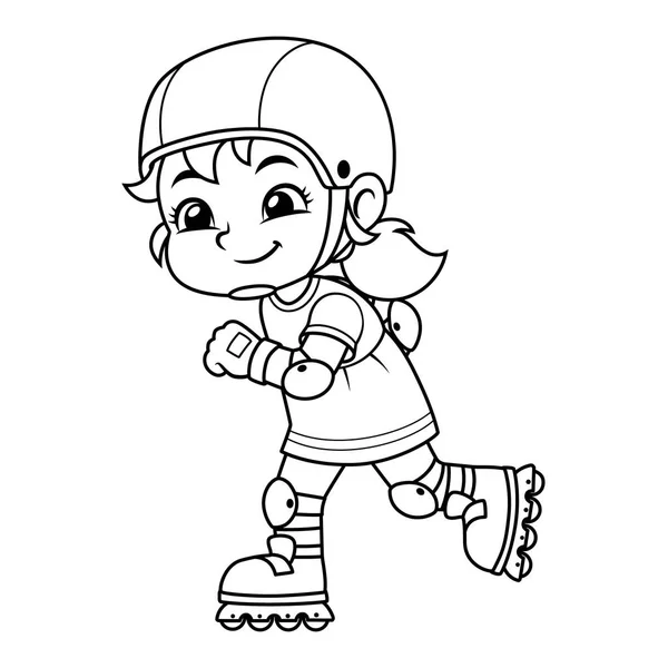 Chica Haciendo Ejercicio Con Sus Patines — Archivo Imágenes Vectoriales