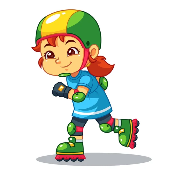 Chica Haciendo Ejercicio Con Sus Patines — Vector de stock