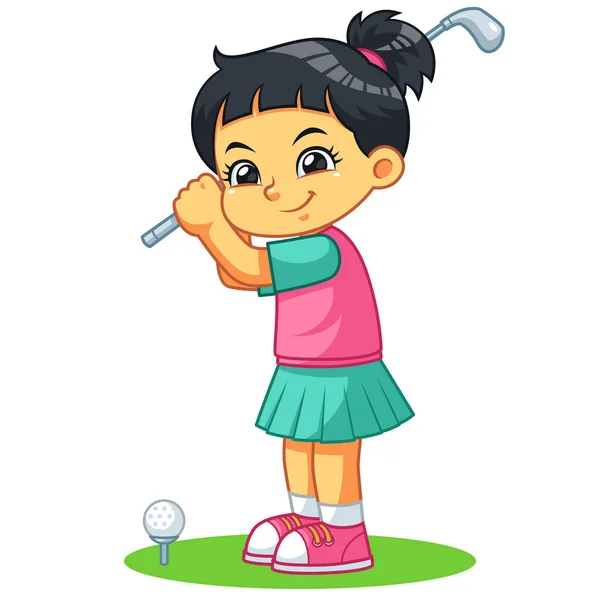 高尔夫球女孩准备拍摄 — 图库矢量图片