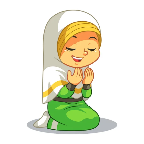 Moslem Girl Praying Dua Sincerity — Stock Vector