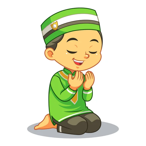Moslem Boy Praying Dua Sincerity — Stock Vector