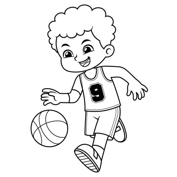 Basket Ball Boy Realización Drible — Vector de stock