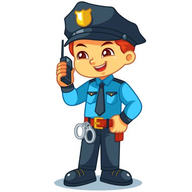 Polis memuru bilgilerle Walky geveze kontrol çocuk