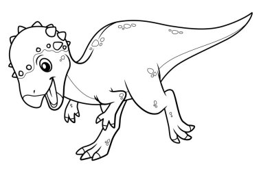 Küçük Pachycephalosaurus Çizgi Film Çizimi BW