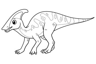 Küçük Parasaurolophus Çizgi Film Çizimi