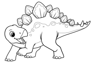 Küçük Stegosaurus Çizgi Film Çizimi BW