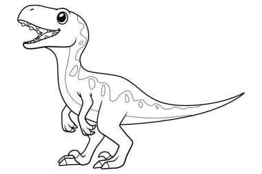 Küçük Velociraptor Çizgi Film Çizimi BW
