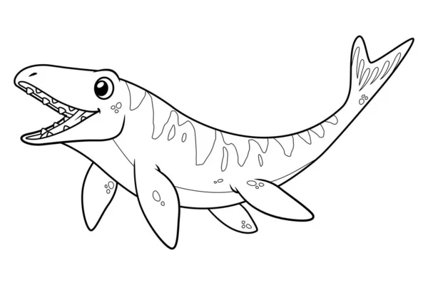 Little Mosasaurus Cartoon Illustration — Stockový vektor