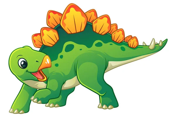 Little Stegosaurus Cartoon Illustration — Stockový vektor