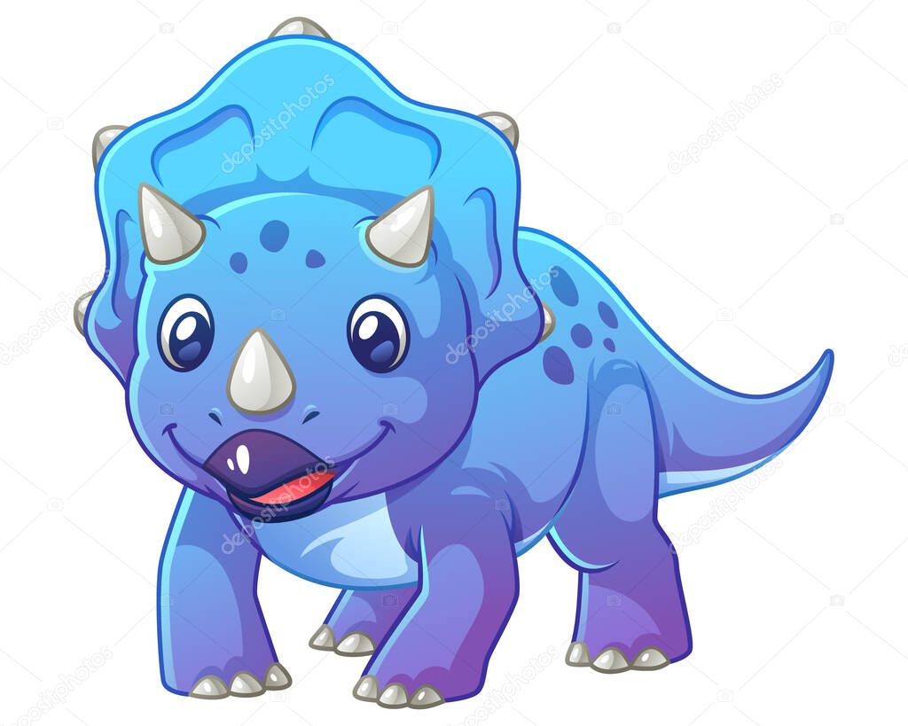 Little Triceratops Cartoon Illustration