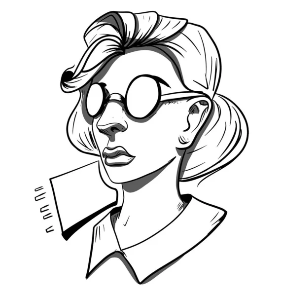 Bir kadın popart grunfe tarzının karikatür portresi — Stok Vektör