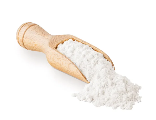 Colher de farinha de trigo isolada em branco Imagem De Stock