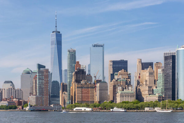 Panoramic view of Lower Manhattan, New York City, USA.