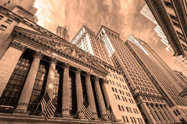 미국, 더 낮은 하 탄, 뉴욕 시티, 월스트리트, 뉴욕 증권 거래소의 외관. — 스톡 사진