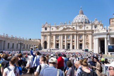 View of St. Peters basilica from St. Peters square in Vatican City, Vatican. clipart