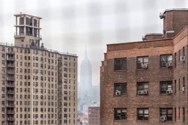 New York Chinatown bölgesi ve becakground üzerinde alt manhattan ofisleri