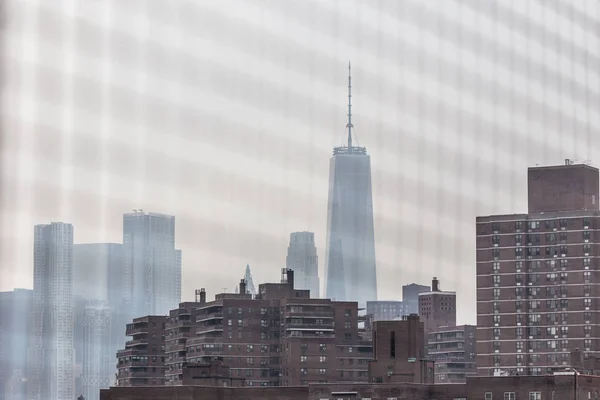 Barrio Chinatown de Nueva York y oficinas inferiores de Manhattan en el becakground — Foto de Stock