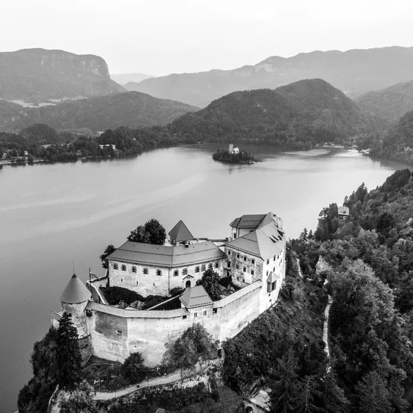 Średniowieczny zamek nad jeziorem Bled w Słowenii — Zdjęcie stockowe