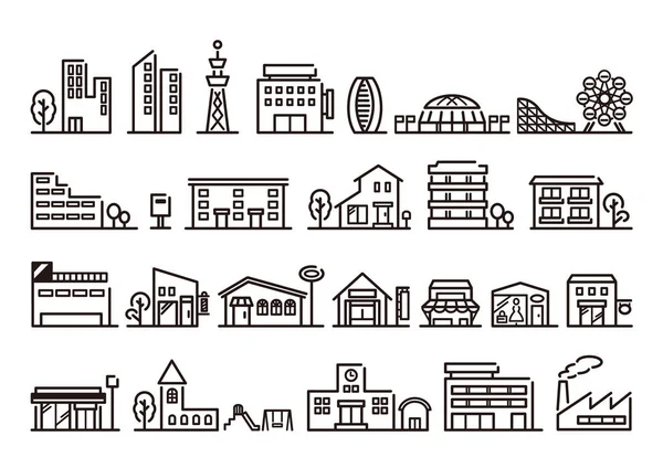 Conjunto de ícones da cidade e do edifício —  Vetores de Stock