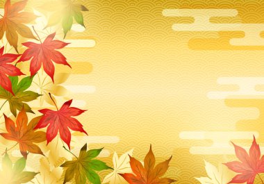 Altın arka plan üzerinde Japon sonbahar