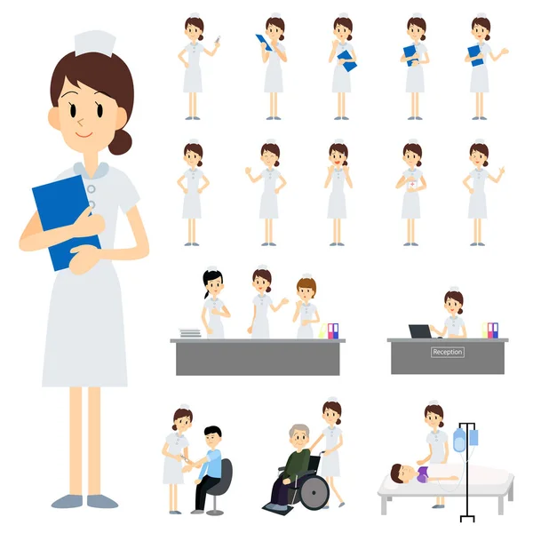 Medical Nurse Character Set — Stock Vector