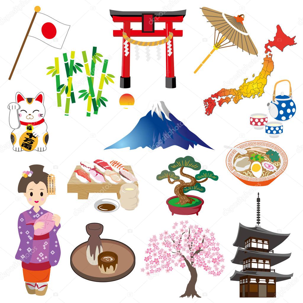 Japan style icon set