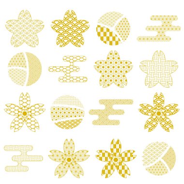 Japon altın sakura ve bulut kutsal kişilerin resmi ile geleneksel desen