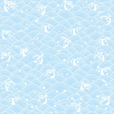 Mavi arka plan üzerinde Japon dalgası