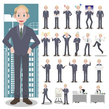 Beyaz arka planda ayarlanmış işadamı karakteri