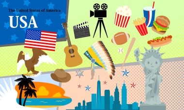 Abd simgesi pop tarzı desen ayarlanmış