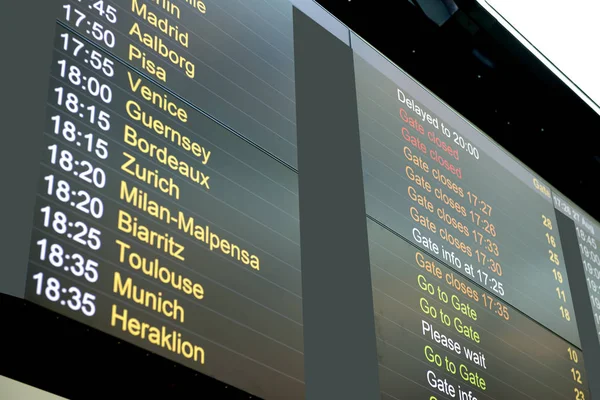 Flights departures board in airport