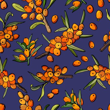 Deniz dikenli Sprigs. Tasarımın için sonsuz doku. Çizgi film tarzı. Stok illüstrasyonu.