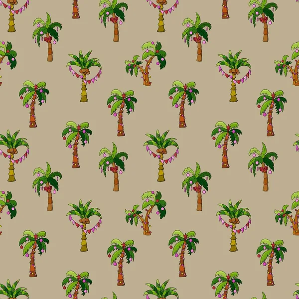 Yeni yıl süslenmiş avuçların kusursuz deseni. Egzotik Noel. Sıcak ülkelerde kış.