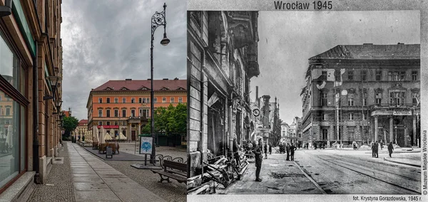 Wroclaw 1945 Ben Wroclaw 2019 Ben Hogyan Volt Hogyan Lett — Stock Fotó