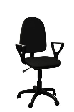 Beyaz arka planda siyah ofis sandalyesi