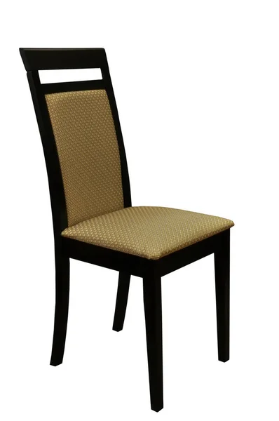 Silla Negra Madera Con Asiento Amarillo Suave Sobre Fondo Blanco — Foto de Stock