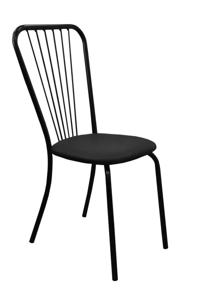 Silla Metal Negro Con Asiento Gris Sobre Fondo Blanco Aislado — Foto de Stock