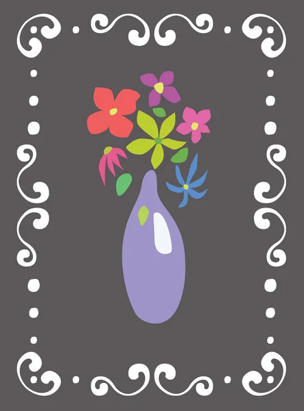 Fleurs Vase Encadrées — Image vectorielle