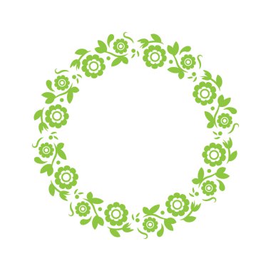 Vektör yuvarlak süs çerçevesi. Beyaz arka planda çiçek tasarım elemanı.