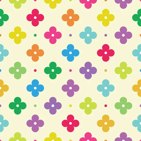 Joli Motif Vectoriel Sans Couture Fleurs Cercles Quatre Pétales Beau — Image vectorielle