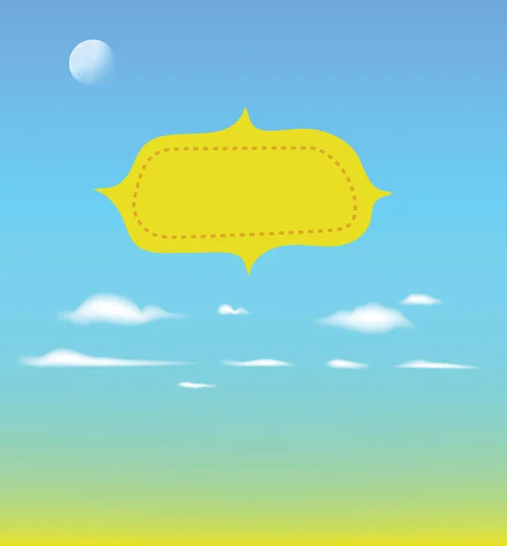 Banner para un mensaje al aire libre con nubes y la luna — Vector de stock