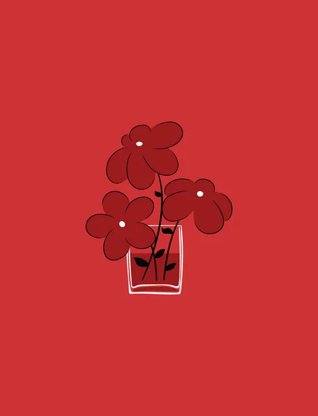 Illustration Vectorielle Trois Jolies Fleurs Dans Verre Eau Bouquet Fleurs — Image vectorielle