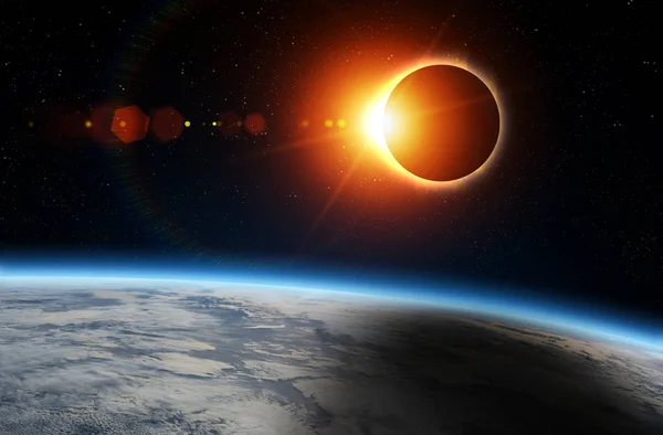 Solar Eclipse Earth Solar Eclipse Mysterious Natural Phenomenon Moon Passes — Stock Photo, Image