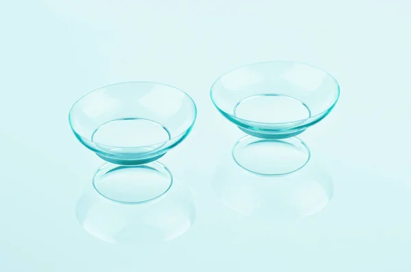 Contact Lenses Light Blue Background Perfectly Retouched Contact Lenses Blue — Stock Photo, Image