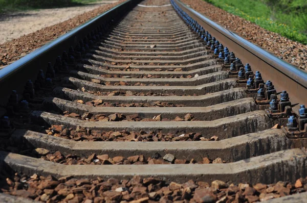 Train Tracks Distance Railway Rails Road Metal — Stock Photo, Image