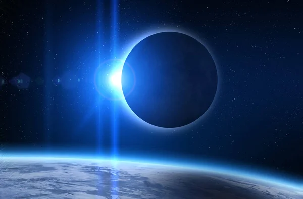 Eclipse Solar, Lua e Terra . — Fotografia de Stock